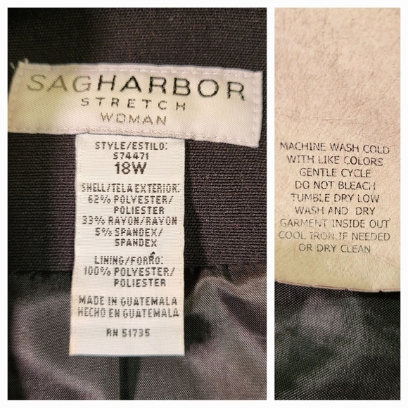 SAG HARBOR Black Linen Open Front Stretch Blazer - Size 18W - Picture 4 of 5